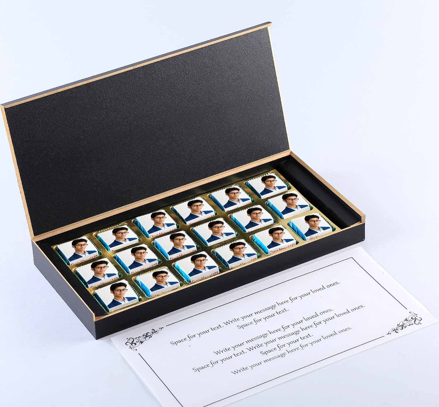 Thank You gift box I  Photo/Name printed chocolate box I  Delicious chocolates I  Free shipping across India I  Elegant wooden packaging