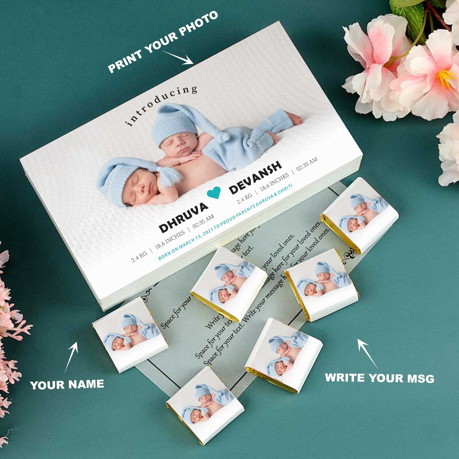  Twin baby birth announcement ideas.  Twins baby announcement.   Twins birth announcement chocolate box india.  Twins birth announcement chocolate box.